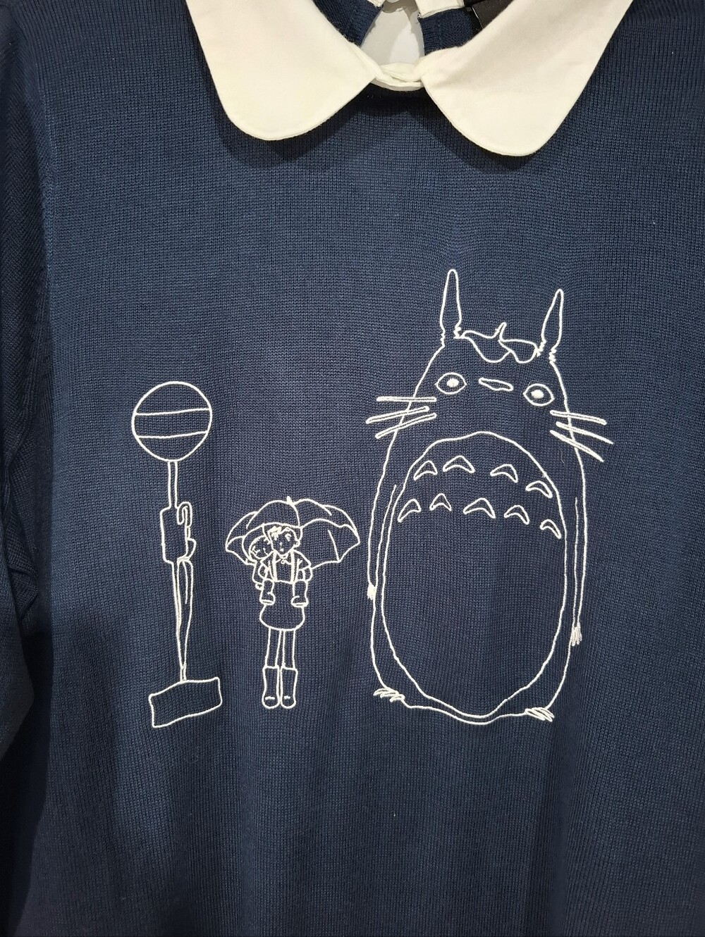 Her Universe My Neirghbor Totoro Navy Crewneck Sweater Peter Pan Collar Sz 1X - Picture 3 of 16